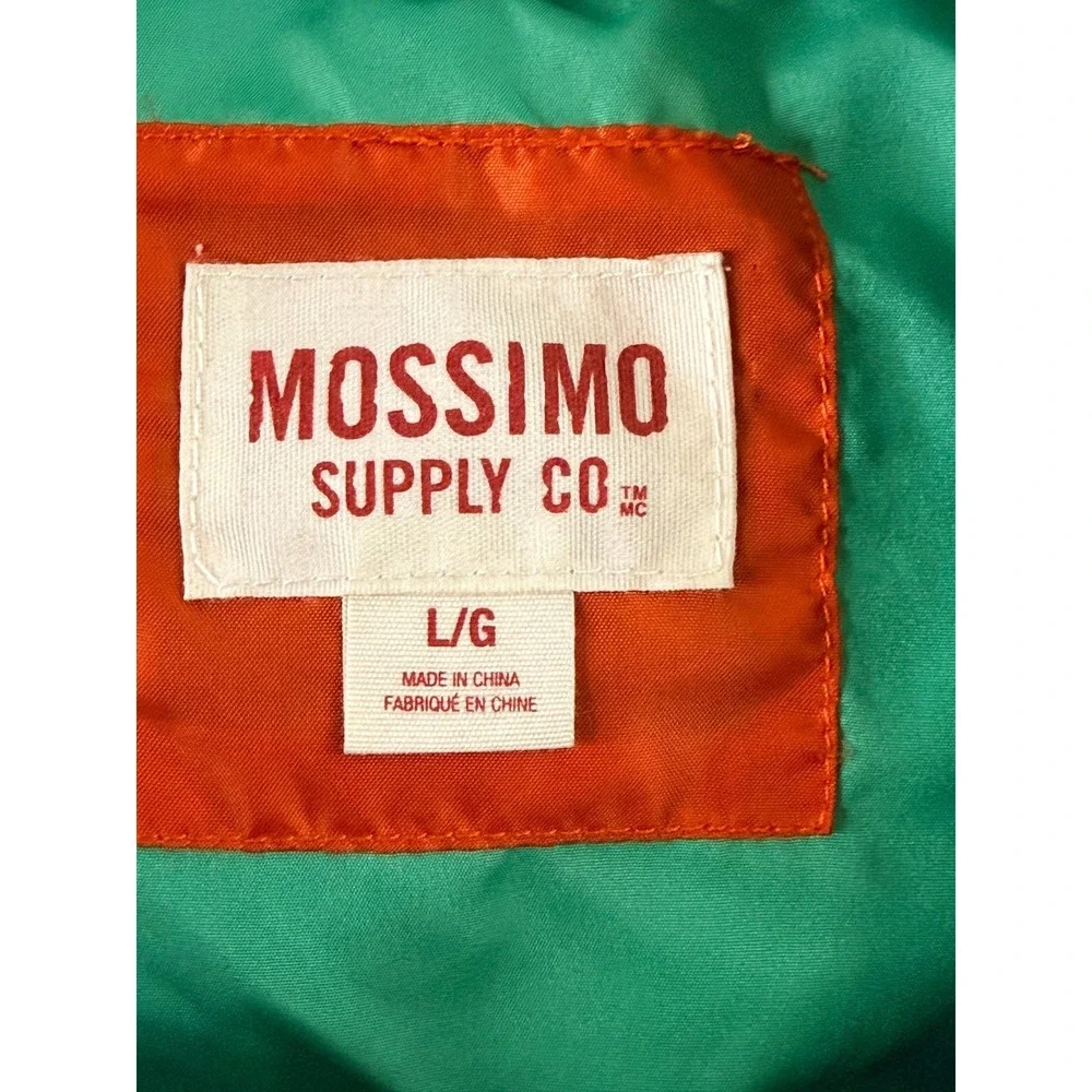Mossimo Supply Co Mens Puffer Vest L Green Blue Colorblock Full‎ Zip Quilted